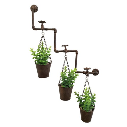 Zig Zag 3 Tier Faucet Metal Wall Planter