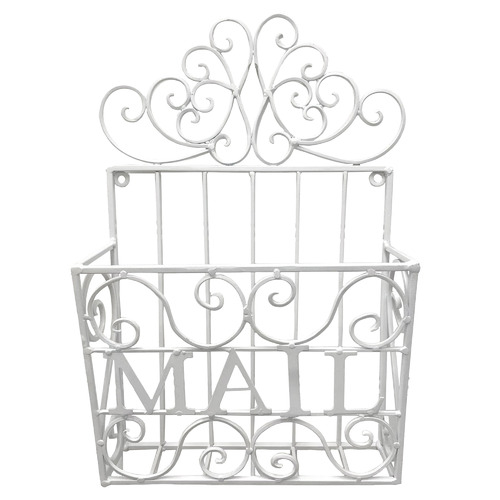 White Decorative Metal Mail Holder