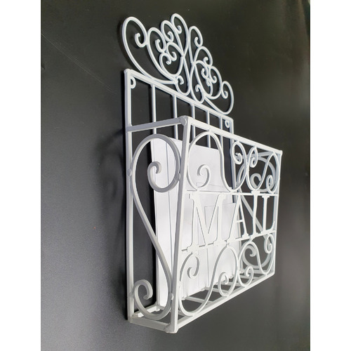 White Decorative Metal Mail Holder