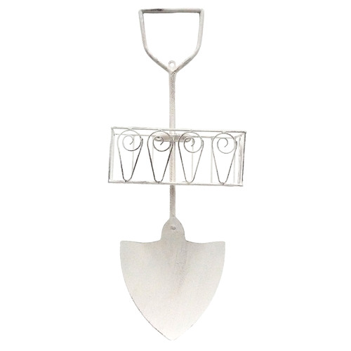 Antique Cream Shovel Metal Hanging Plant Holder
