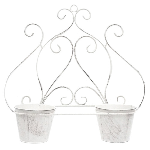 Antique Cream Twin Swirl Wall Planter