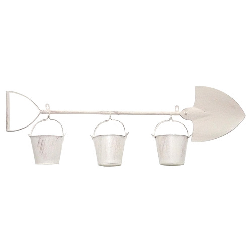 Antique Cream Triplet Shovel Wall Planter