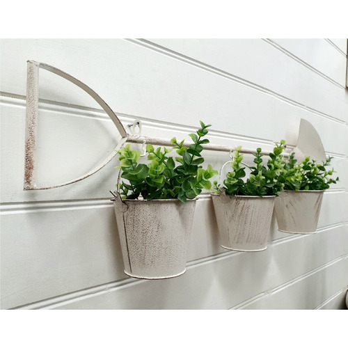 Antique Cream Triplet Shovel Wall Planter
