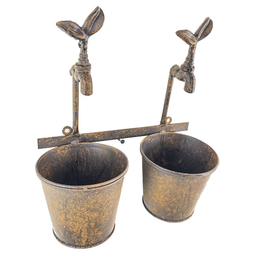 VintageStyle Sprout Double Faucet Wall Planter Temple & ster