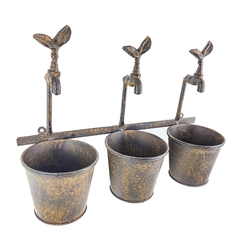VintageStyle Sprout Triple Faucet Wall Planter Temple & ster