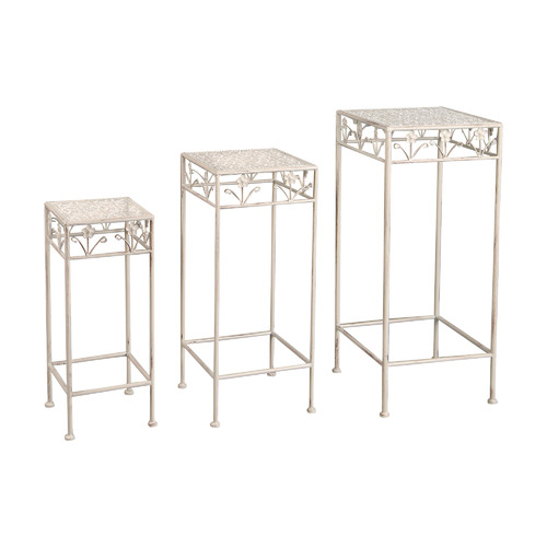 3 Piece Ornate Floral Planter Stand Set