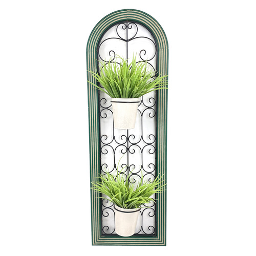 2 Piece Planter on Vintage Window-Style Stand Set