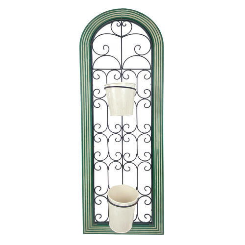 2 Piece Planter on Vintage Window-Style Stand Set