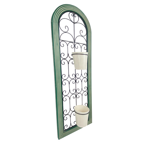 2 Piece Planter on Vintage Window-Style Stand Set
