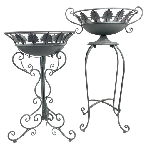 2 Piece Vintage Leaf Planter Stand