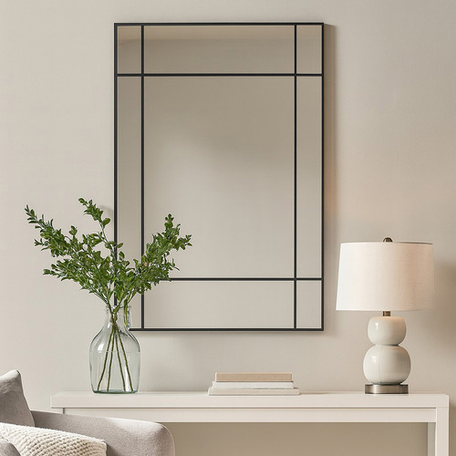 Black Jio Rectangular Iron Wall Mirror