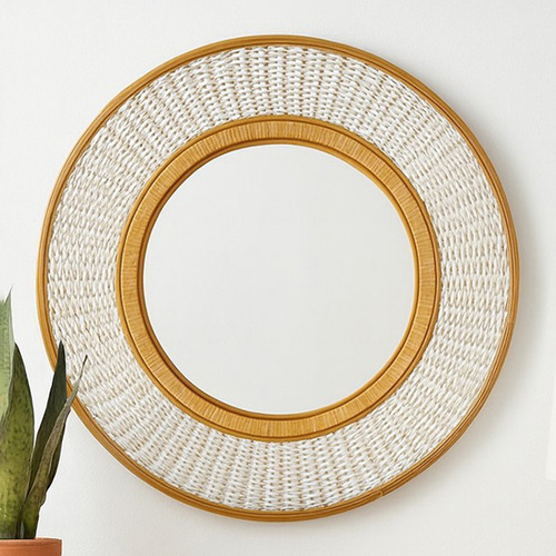 Marinel Round Bamboo & Rattan Wall Mirror
