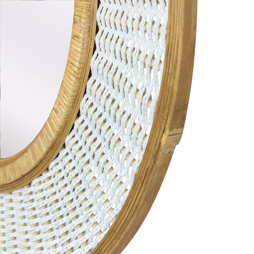 Marinel Round Bamboo & Rattan Wall Mirror