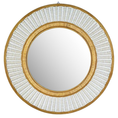Marinel Round Bamboo & Rattan Wall Mirror