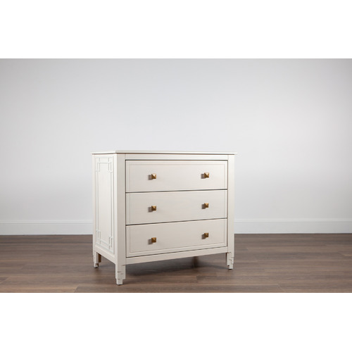 Warm White Manhattan Pine Wood Chest Of Drawers
