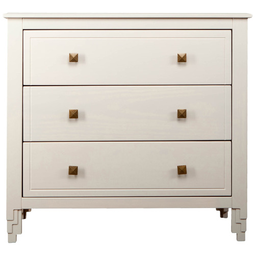 Warm White Manhattan Pine Wood Chest Of Drawers