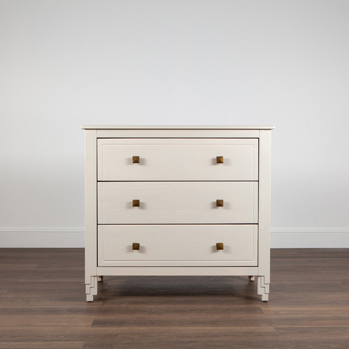 Warm White Manhattan Pine Wood Chest Of Drawers