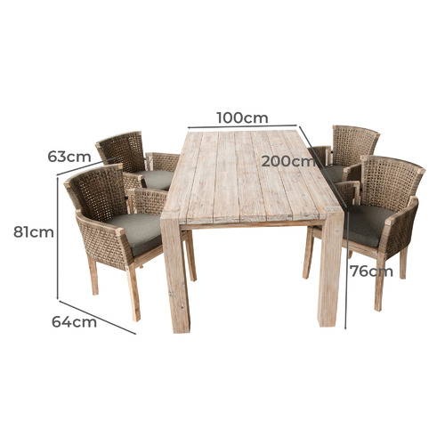 4 Seater Neil Outdoor Dining Table & Chair Set