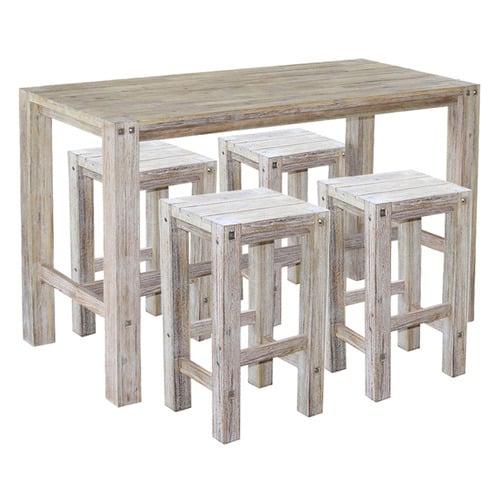 Seater Lumi Acacia Wood Outdoor Bar Table and Stool Set Temple