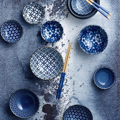 Indigo & White Noritake 9.2cm Japanese Porcelain Dipping Bowls