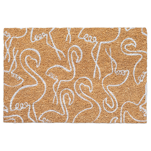 White Flamingos Coir Doormat