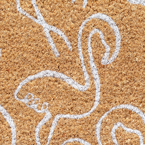White Flamingos Coir Doormat