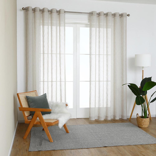 Baha Sorrento Straw Sheer Eyelet Single Panel Curtain 