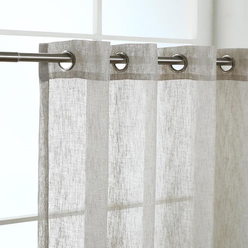Straw Sorrento Single Panel Eyelet Sheer Curtain