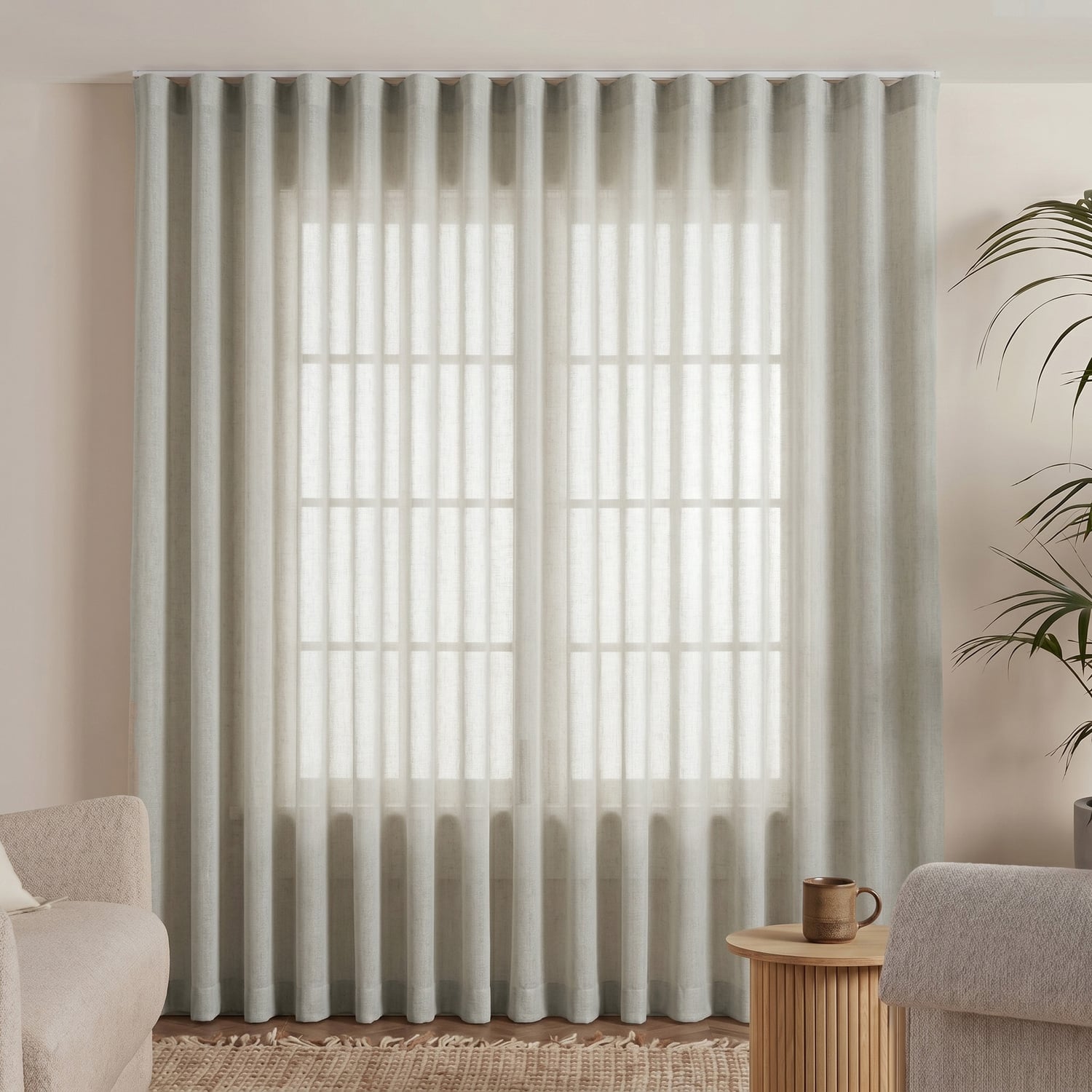 Sorrento Straw Sheer S-Fold Single Panel Curtain