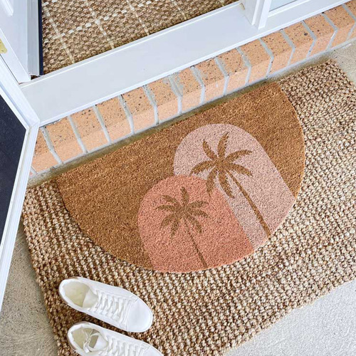 Boho Palms SemiCircle Coir Doormat Temple & ster