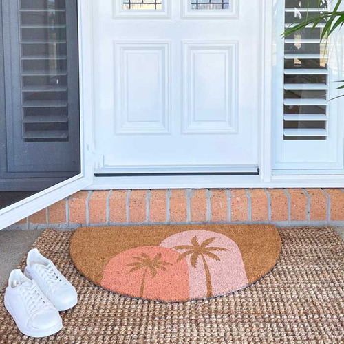 Boho Palms SemiCircle Coir Doormat Temple & ster
