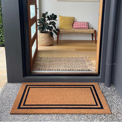 Double Border Coir Doormat Temple & ster