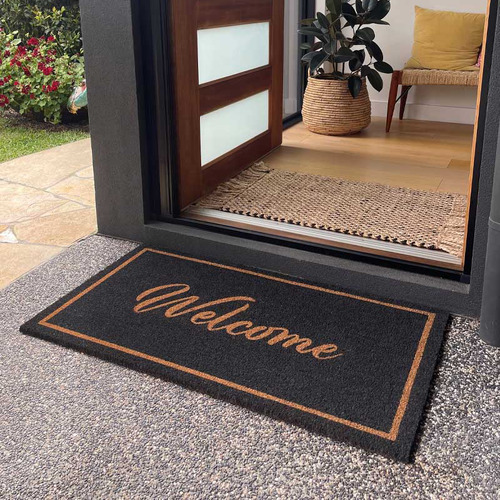 Charcoal Coir Doormat Temple & ster
