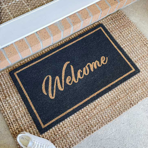 Charcoal Coir Doormat Temple & ster
