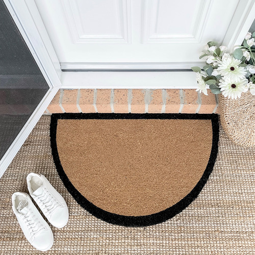 Black Classic Border Coir Doormat Temple & ster