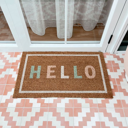 Pastel Hello Coir Doormat Temple & ster