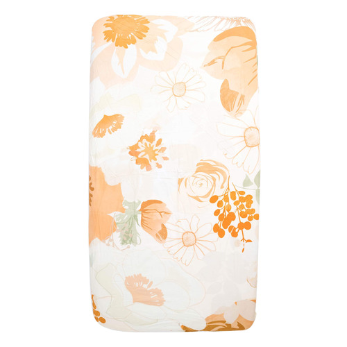 Retro Flowers Cotton Cot Fitted Sheet | Temple & Webster