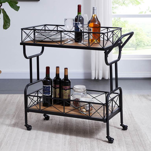 EvieHome Ashford Industrial Steel Bar Cart | Temple & Webster