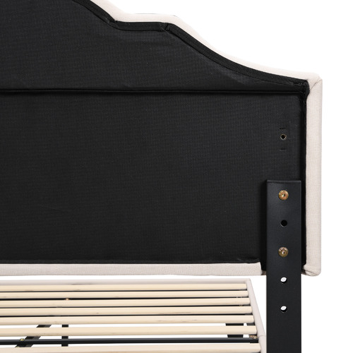 Beige Jerson Faux Linen Bed Frame