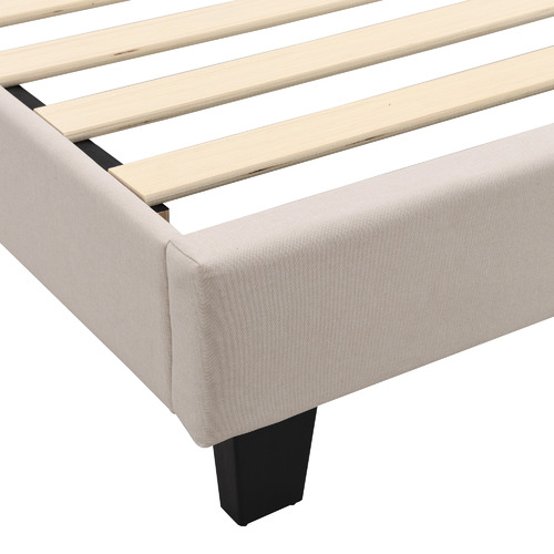 Beige Jerson Faux Linen Bed Frame
