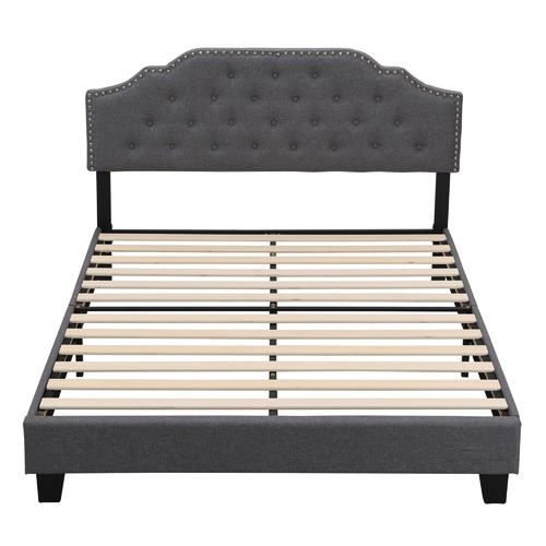 Grey Jerson Faux Linen Bed Frame