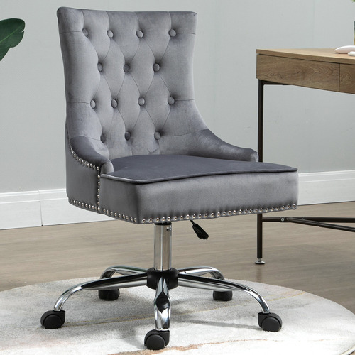 Grey Allegra Velvet Home Office Chair