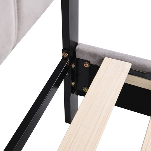Grey Shelly Velvet Bed Frame