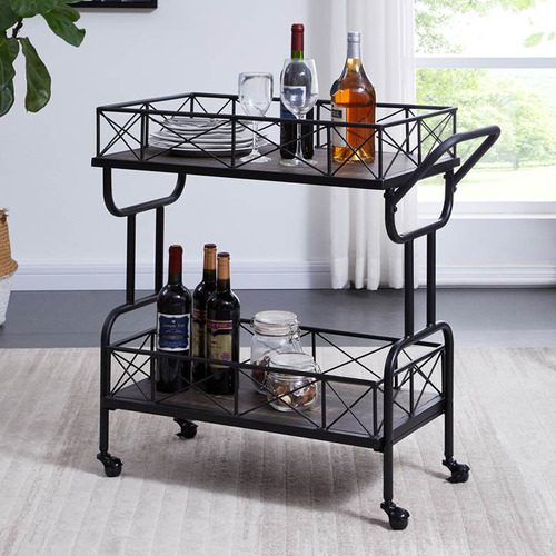 EvieHome Ashford Industrial Steel Bar Cart | Temple & Webster