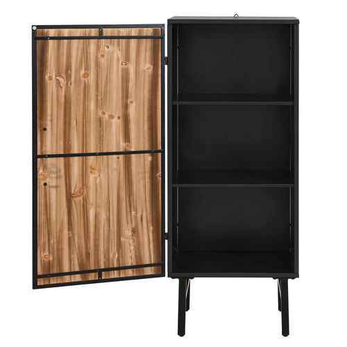 EvieHome Miller Fir Wood & Steel Storage Cabinet | Temple & Webster