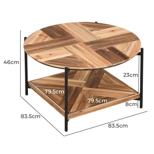 Miller Round Fir Wood & Steel Coffee Table