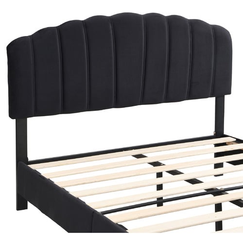 Black Aldgate Velvet Platform Bed