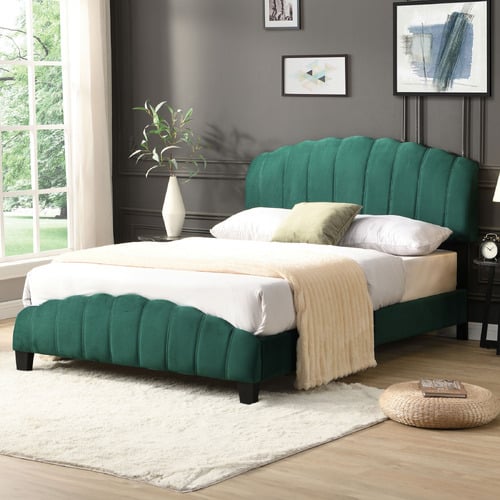Green Aldgate Velvet Platform Bed