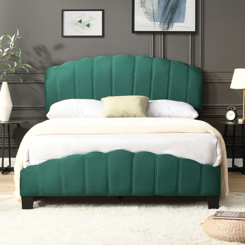 Green Aldgate Velvet Platform Bed