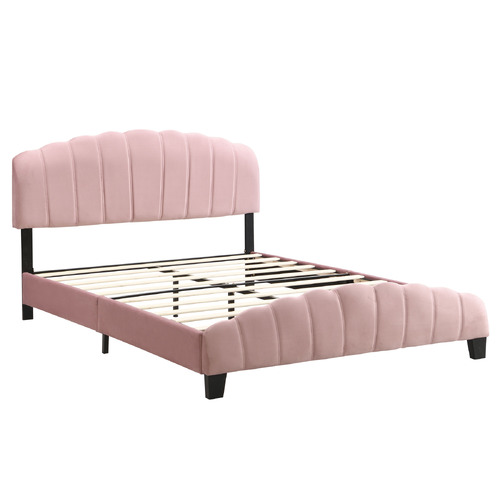 EvieHome Pink Aldgate Velvet Bed | Temple & Webster